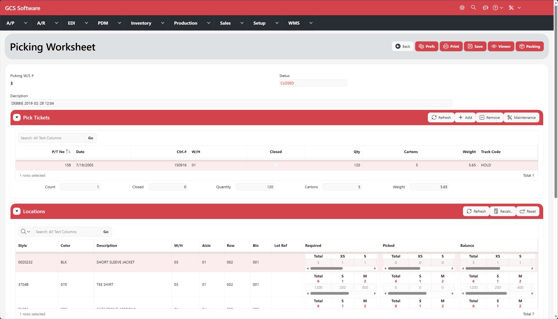 Picking Worksheet (WMS) - Oracle APEX